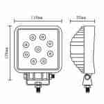 Proiector LED Auto Offroad 27W/12V-24V, 1980 Lumeni, Patrat, Spot Beam 30 Grade - imagine 3
